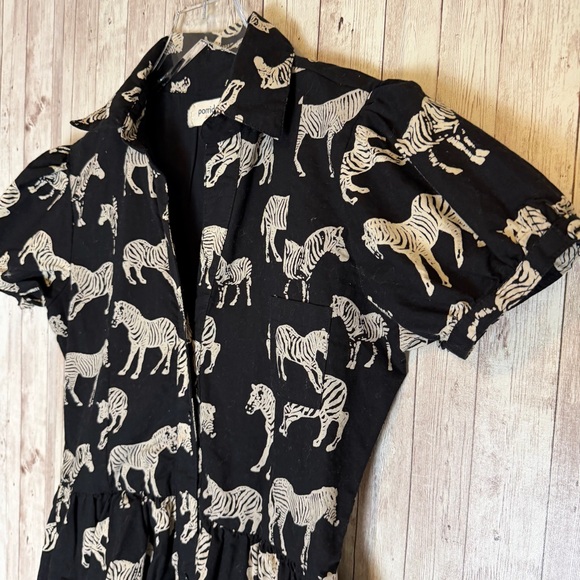 Porridge Anthropologie Zebra Print Black Shirtdress - Picture 4 of 8